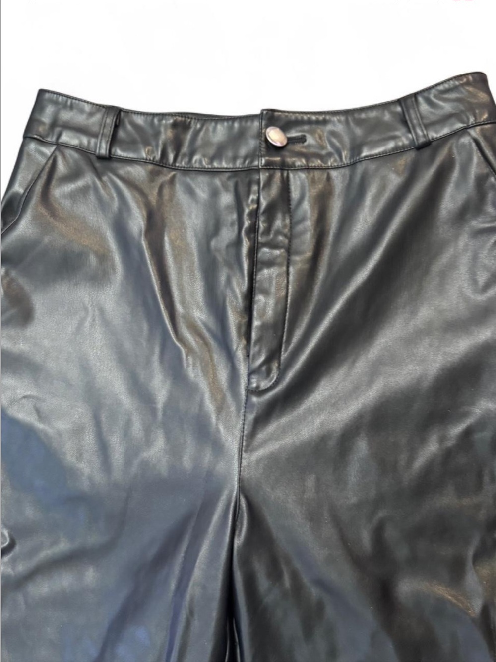 Black Faux Leather High-Waist Pants